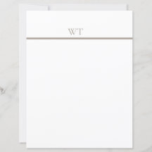 Taupe-Bar-Monogramm-Briefkopf mit Umschlägen