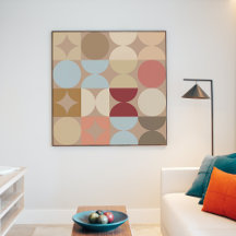 Taupe Beige Blush Pink Light Blue Retro Art