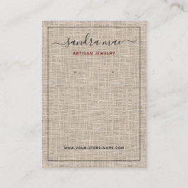 Taupe Beige Linen Texture Juwelier Display Card Visitenkarte
