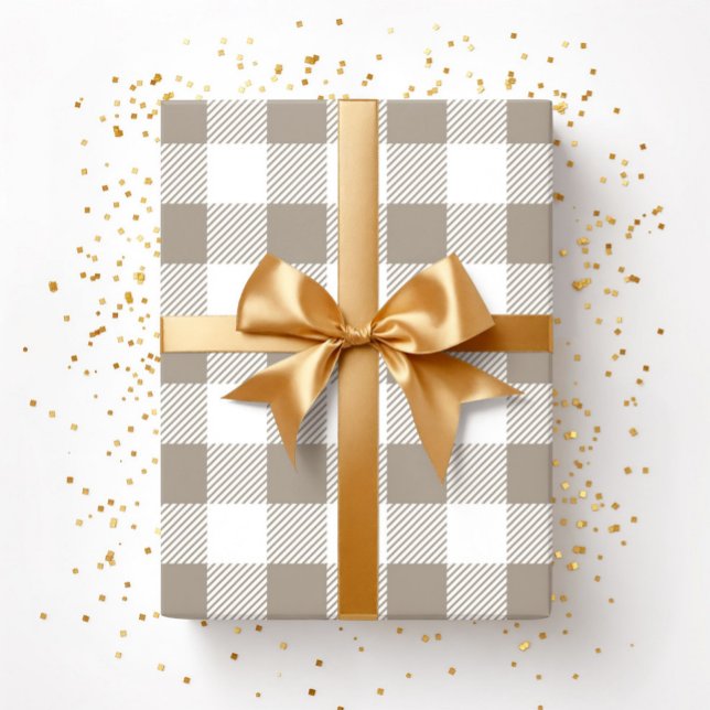 Taupe Beige Weiße Karierte Muster Geschenkpapier (Taupe Beige White Plaid Pattern Wrapping Paper)