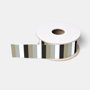 Taupe Black Gray Bold Strip Grosgrain Ribbon Ripsband