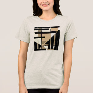 Taupe Black Tan Geometric MCM-artiges Kunstdesign Tri-Blend Shirt