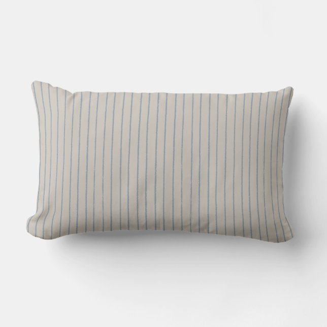 Taupe Blue Grey Stripe Minimalist Pattern Lendenkissen (Vorderseite)