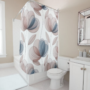 Taupe Blue Petals Duschvorhang