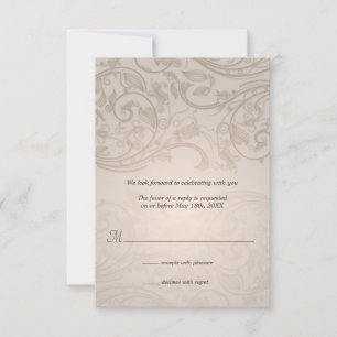 Taupe Blüh Wedding Response RSVP Karte