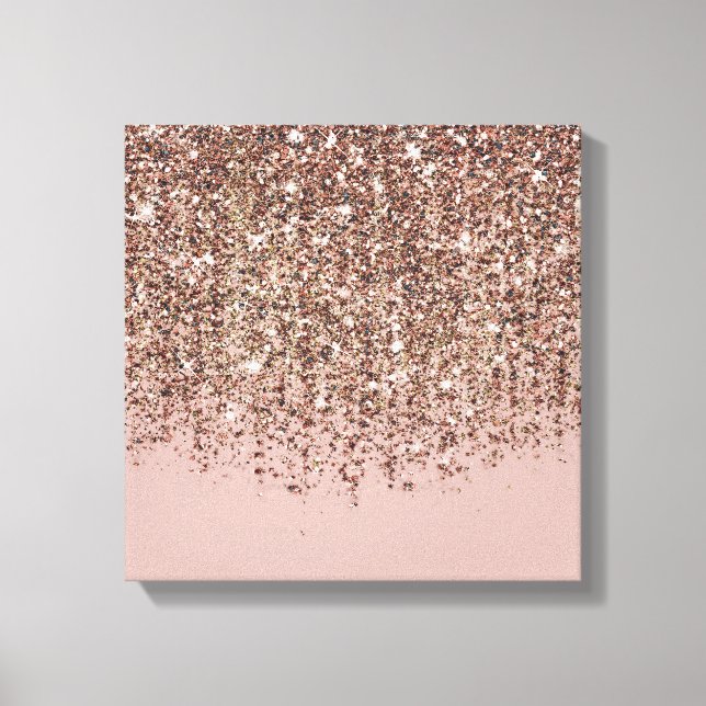 Taupe Blush Pink Rose Bronze Gold Glitzer Glam Leinwanddruck (Vorderseite)