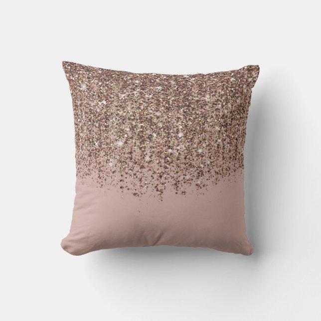 Taupe Blush Pink Rose Gold Bronze Glitzer Cascade Kissen (Vorderseite)