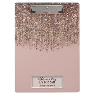 Taupe Blush Pink Rose Gold Bronze Glitzer Cascade Klemmbrett