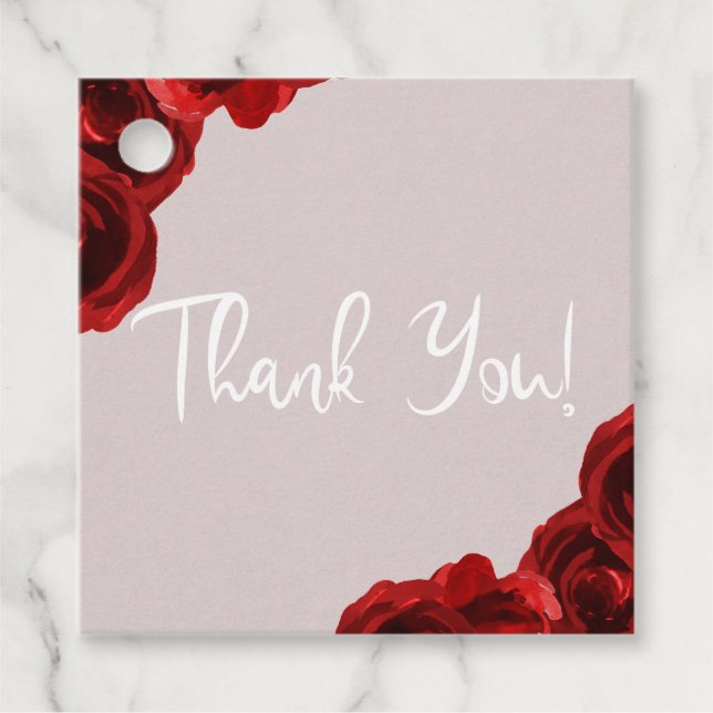 Taupe Blush Red Watercolor Rose Moderne Hochzeit Geschenkanhänger (Vorderseite)