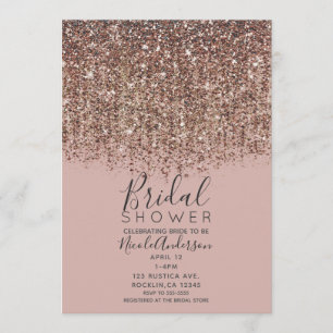 Taupe Blush Rosa Bronze Gold Glitter Hochzeit Einladung