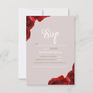 Taupe-Blush-Rot-Wasserfarbenrosen Moderne Hochzeit RSVP Karte