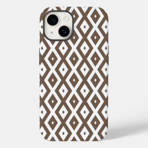 Taupe-braunes und weißes Diamantmuster Case-Mate iPhone 14 Hülle