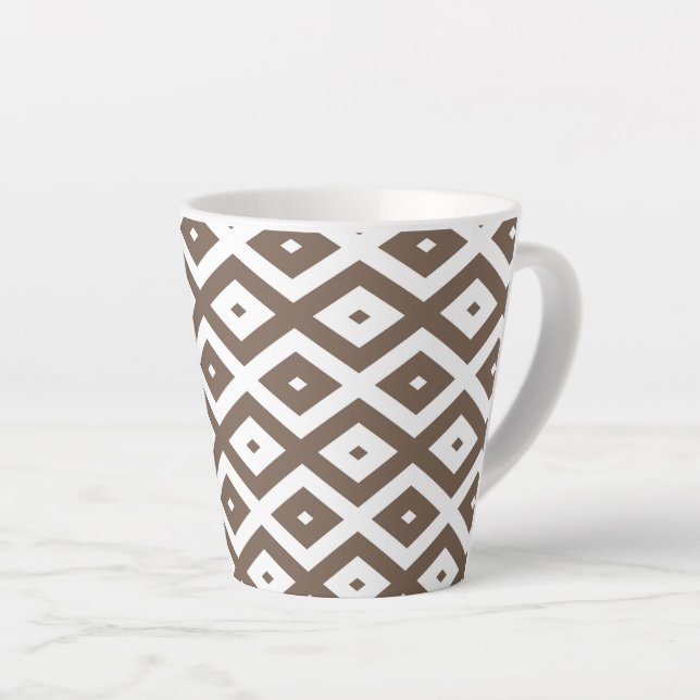 Taupe brown and white diamond pattern milchtasse (Rechte Ecke)