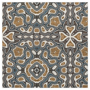 Taupe Brown Aquamarin Blue Bali Batik Style Muster Stoff