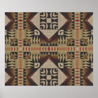 Taupe Brown Dark Red Black Ethnic Tribal Mosaik
