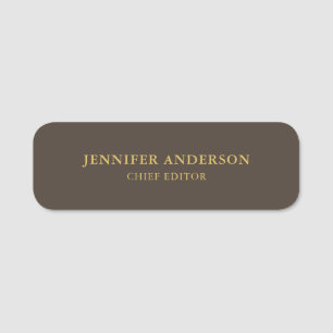 Taupe Brown & Gold Color Beruflich Modern Schlicht Namensschild