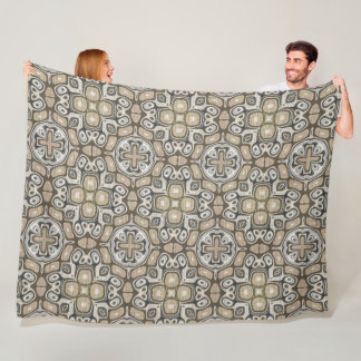 Taupe Brown Gray Beige Angesagte Bohemische Kunst Fleecedecke