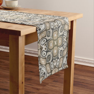 Taupe Brown Gray Beige Angesagte Bohemische Kunst Kurzer Tischläufer