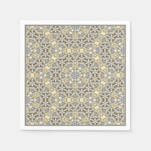 Taupe Brown Gray Beige Mosaic Kaleidoscope Muster Serviette