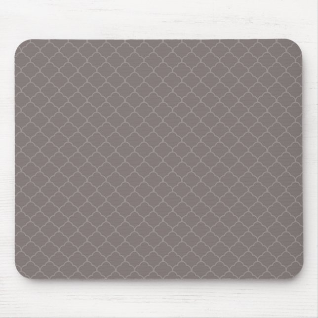 Taupe Brown marokkanisches Quatrefolienmuster Mousepad (Vorne)