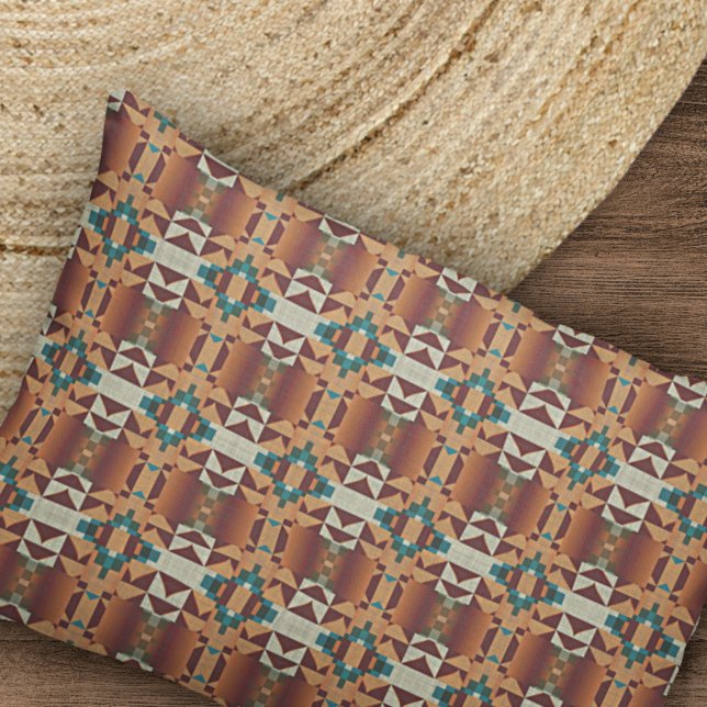 Taupe Brown Teal Blue Green Tribal Art Pattern Kissenbezug (Von Creator hochgeladen)