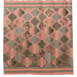 Taupe Brown und Pfirsich Quatrefoil Muster Duschvorhang