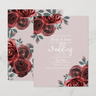 Taupe Burgundy Rose Grüne Hochzeit Einladung