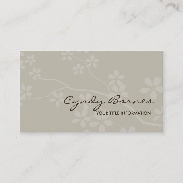 Taupe Cherry Blossom Branch Business Card Visitenkarte (Vorderseite)