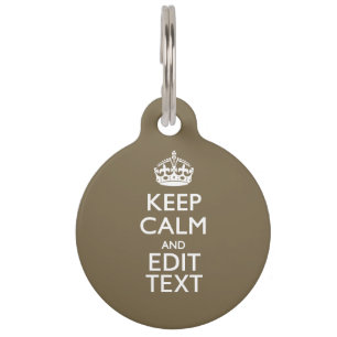 Taupe Coffee Decor Keep Calm und Ihr Text leicht Tiernamensmarke