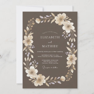 Taupe Cream Blossom Hochzeit Einladung