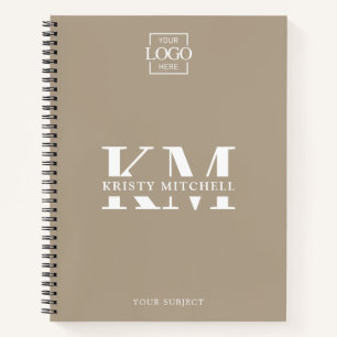 Taupe Custom Company Logo Geschäft Monogrammiert Notizbuch