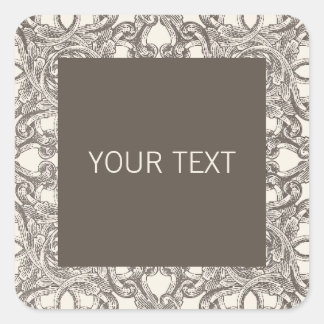 Taupe Damask Sticker Template für Unternehmen
