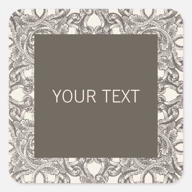 Taupe Damask Sticker Template für Unternehmen (Vorderseite)