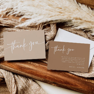 Taupe Dankycard Modern Minimalistisch Boho Dankeskarte