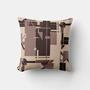 Taupe Dark Brown auf Beige MCM Look Abstraktes Des Kissen