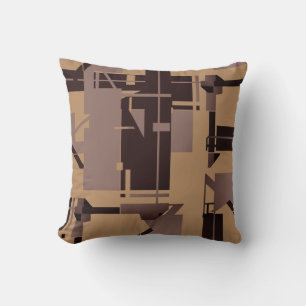 Taupe Dark Brown Tan MCM Look Abstrakt Art Design Kissen
