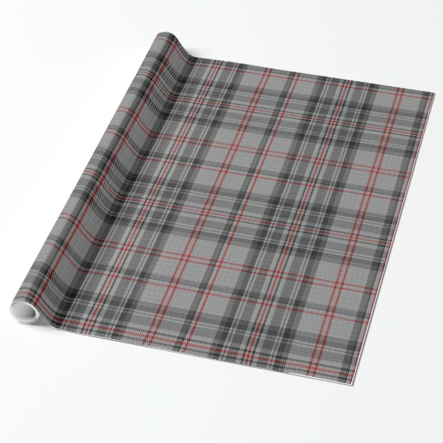 Taupe Dark Gray Red Black Tartan Kariert Geschenkpapier (Ungerollt)