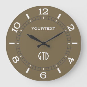 Taupe Decor Dial Easily Personalized Große Wanduhr