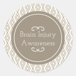 Taupe Diamond Muster Gehirnverletzung Bewusstsein Runder Aufkleber
