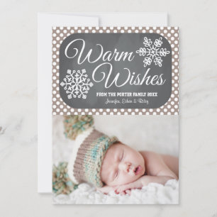 Taupe Dot Chalkboard Snowflake Holiday Foto Card Feiertagskarte