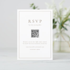 Taupe einfache Typografie QR Code Formal Hochzeit RSVP Karte