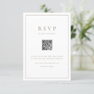 Taupe einfache Typografie QR Code Formal Hochzeit RSVP Karte