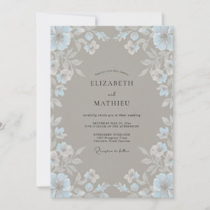 Taupe Eis Kornblumen Eukalyptus Hochzeit Einladung