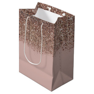 Taupe erröten rosa Rosen-Bronze-GoldGlitzer-Zauber Mittlere Geschenktüte