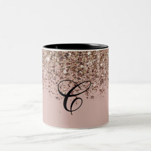 Taupe erröten rosa Rosen-Bronze-GoldGlitzer-Zauber Zweifarbige Tasse