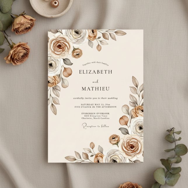 Taupe Ethereal Bloom Hochzeit Einladung (Von Creator hochgeladen)