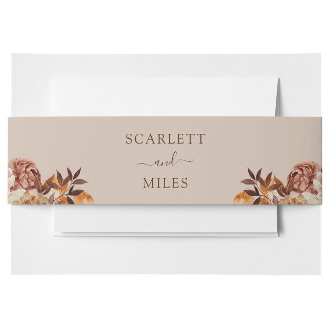 Taupe Fall Wassercolor Botanicals Wedding Einladungsbanderole (Taupe Fall Watercolor Botanicals Wedding Invitation Belly Band by Painted Paperie
)