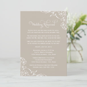 Taupe-Flourish-Hochzeitsprobe Einladung