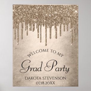 Taupe-Glitzer   Champagne Gold Abschluss Poster