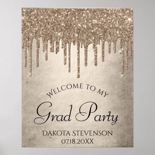 Taupe-Glitzer | Champagne Gold Abschluss Poster (Vorne)
